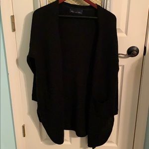 Long black knit cardigan
